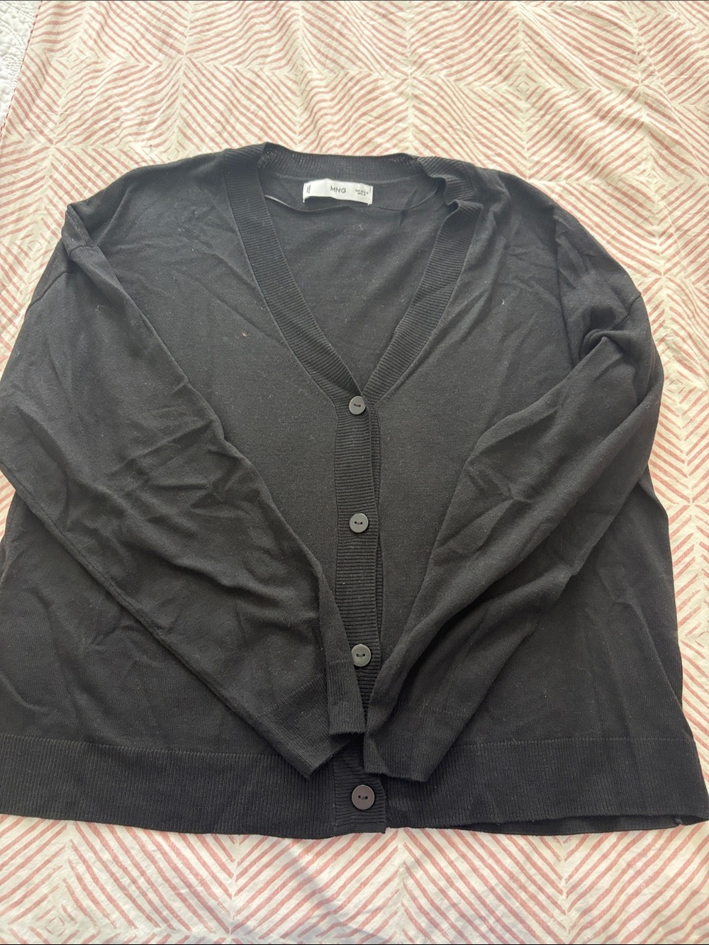 MANGO BLACK KNIT VNECK CARDIGAN- medium